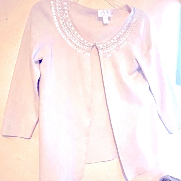 Lovely Loft Off-White Sweater with Sequins on Neckline, Size M - Picture 3 of 3